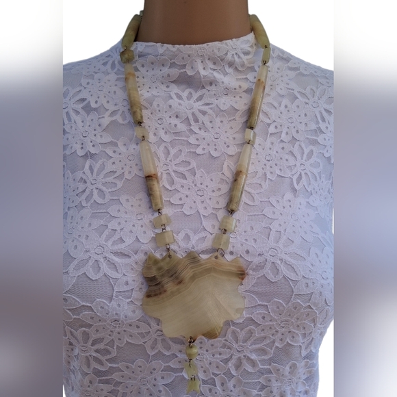 Green Banded Onyx Artisan Statement Necklace - Picture 1 of 5